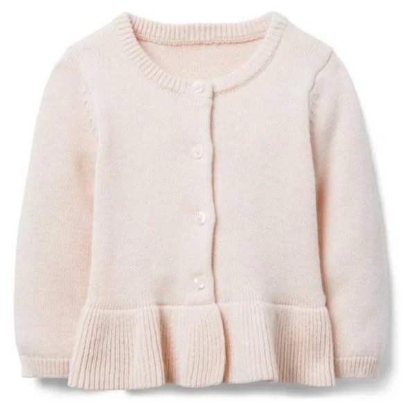 Janie and Jack Pastel Pink Ruffle Hem Cardigan Size 0-3M - Picture 1 of 5